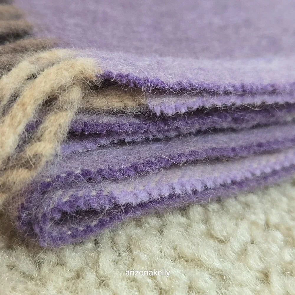 Luxurious Cashmere Scarf Purple Plaid Thick Plush